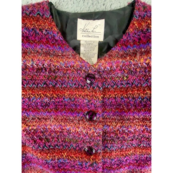 Kathie Lee Vtg Sz M 8 10 Rainbow Multicolor Stripe Mohair Blend Blazer Jacket - Picture 6 of 10